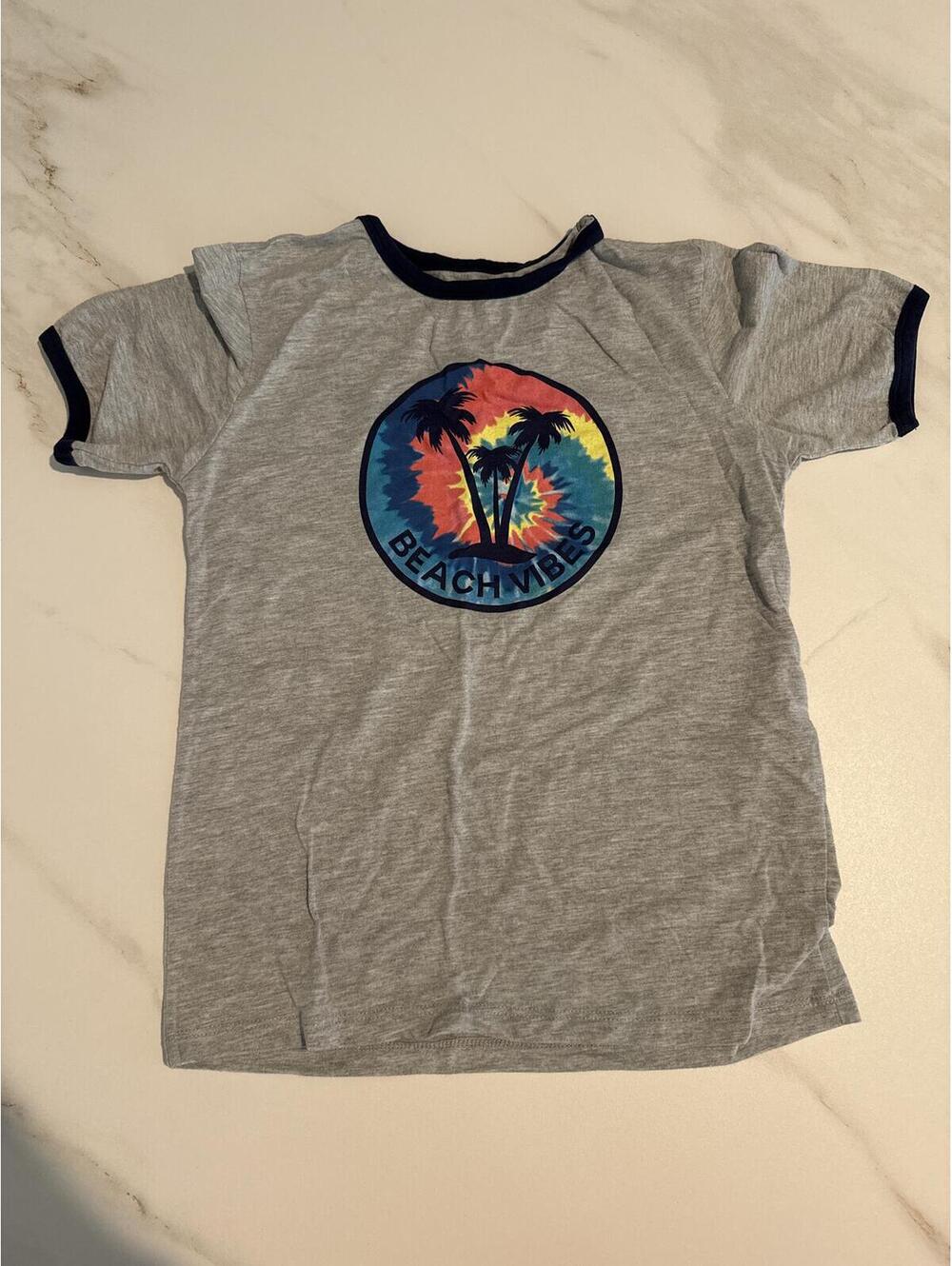 Kidpik Boys Gray Beach Vibes Graphic Tee Large